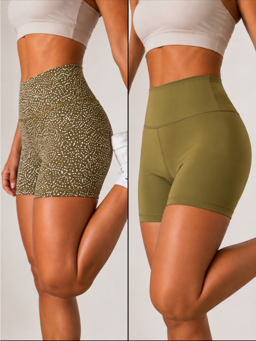 NWT Cotton On Body Speckle Olive Green High Waist Reversible Bike Shorts (L)